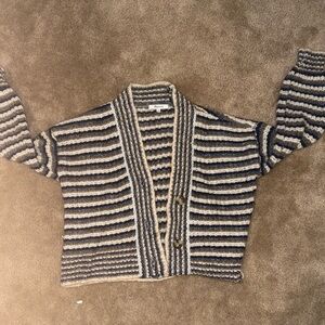 Madewell Black and Cream Striped Cardigan